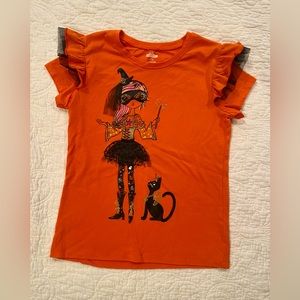 Halloween Witch and Black Cat Shirt Girl’s Large